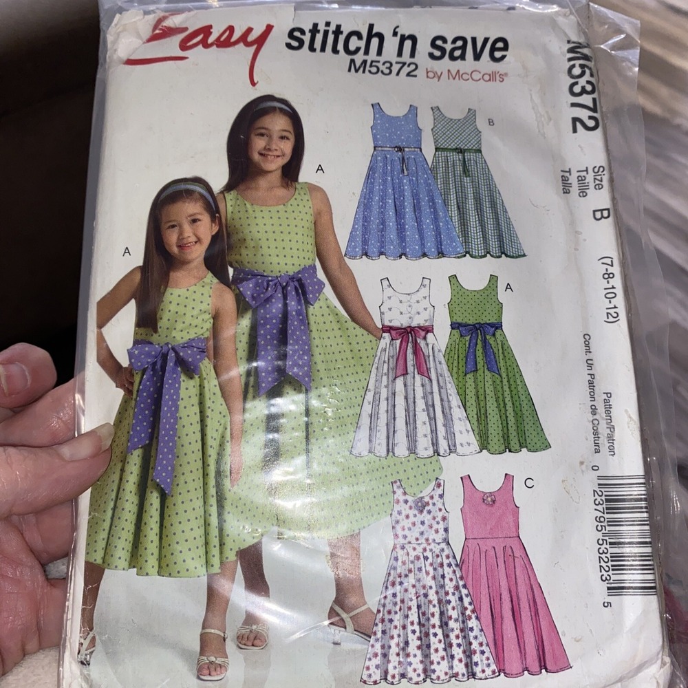 2007 McCalls M5372 Girls Dress Sewing Pattern Size 7-12 Cut Complete